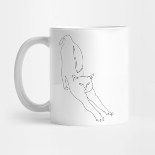 Lineart cat stretching Mug